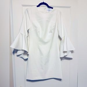 White dress with flute sleeves, mid length by Lively